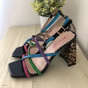 Betsey Johnson Women's Graviti Heeled Sandal - Rhinestone Strap Block Heel - View #6